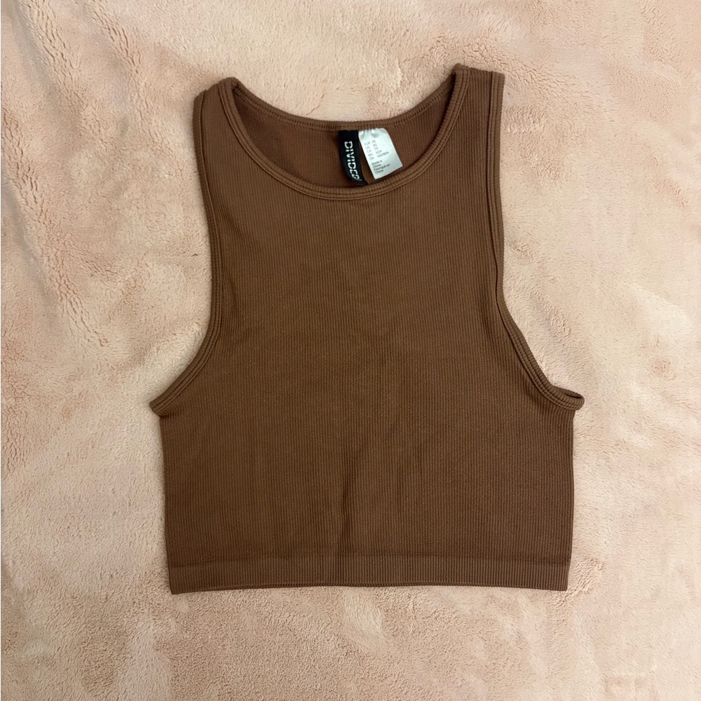 H&M Divided Ribbed Brown Top